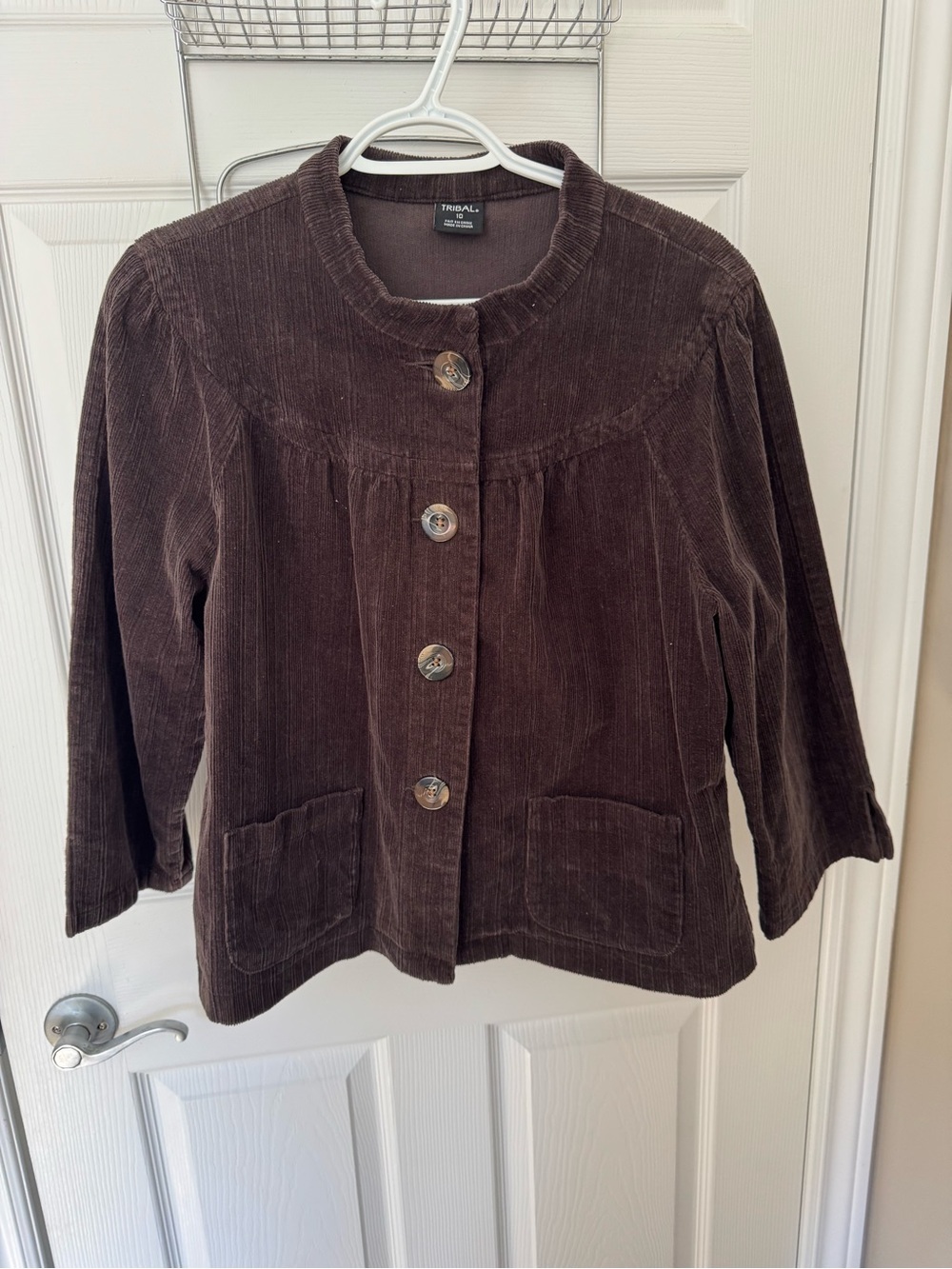 Tribal Chocolate Brown Corduroy Button Jacket